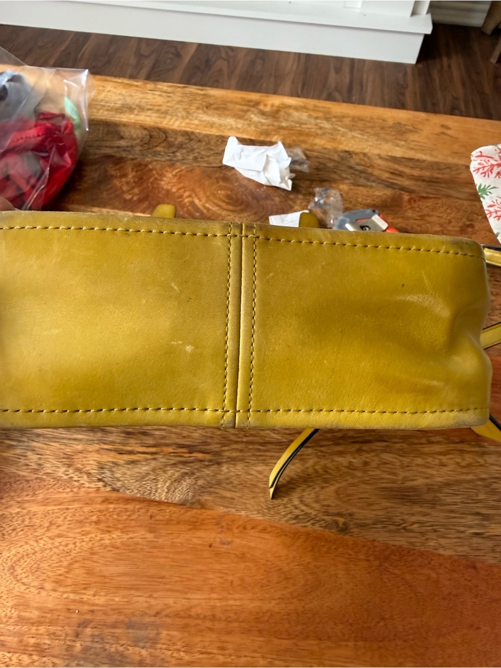 Coach Yellow Leather Satchel with Top Handle - Picture 12 of 16